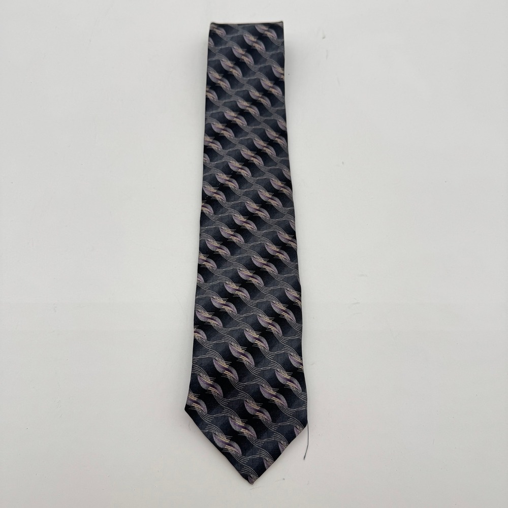 City Streets Men's Black Purple Gray Abstract Geometric Polyester Necktie